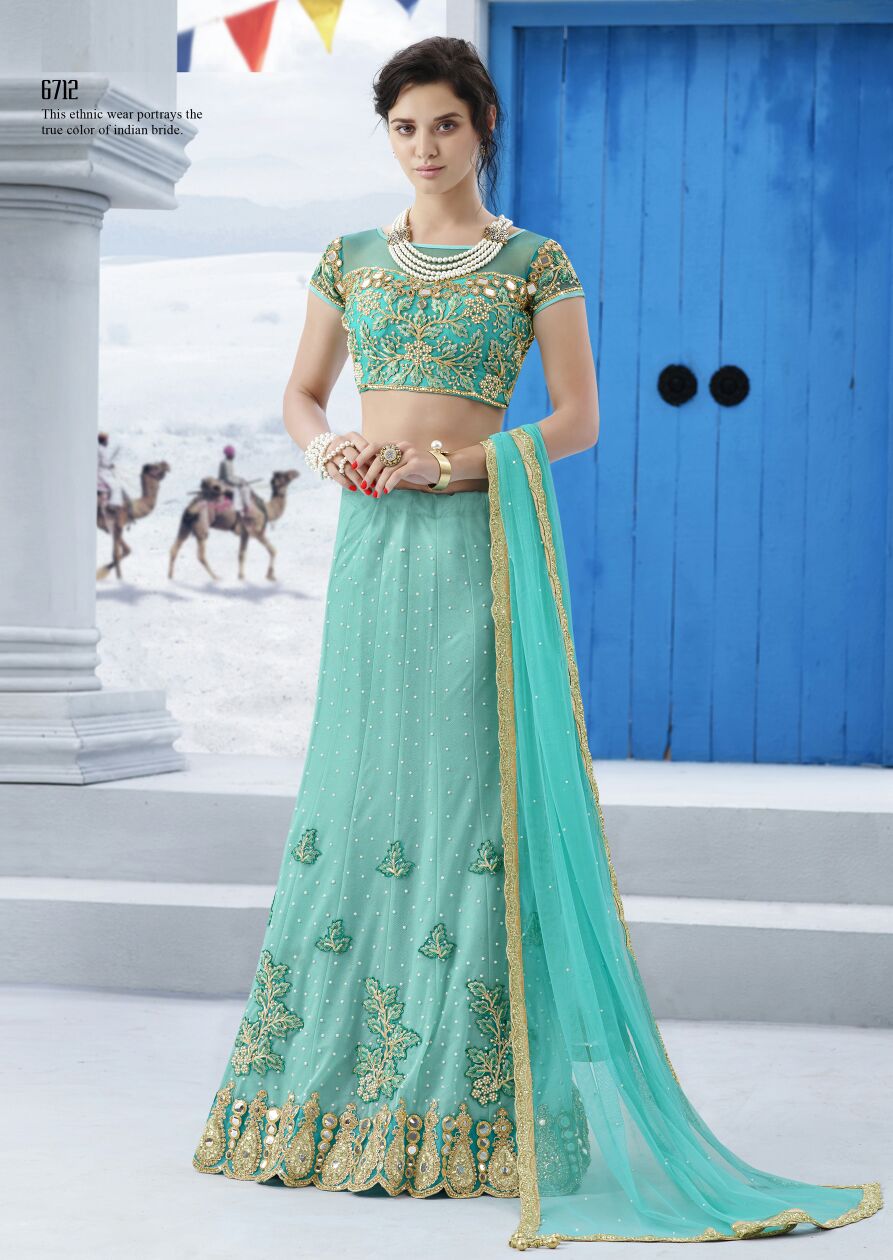 sky colour lehenga choli